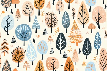 A blend of warm and cool hues illustrates a vibrant, imaginative woodland scene.