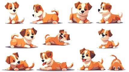 Collection of Cartoon Puppies in Various Poses