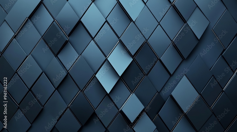 Poster sleek blue geometric abstract background with overlapping squares in a modern, minimalist design. id