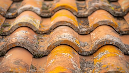 close-up of an old tiled roof