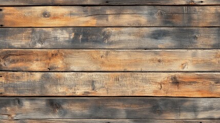 Rustic wooden wall with weathered texture and varying shades of brown and gray, ideal for backgrounds or design purposes.