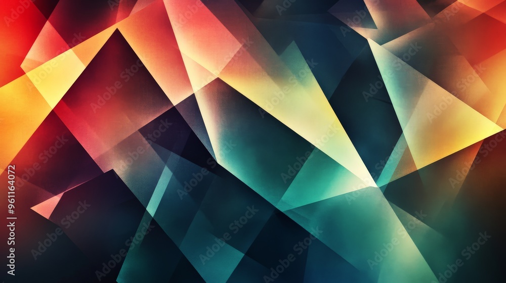 Aufkleber vibrant abstract geometric background with colorful overlapping triangles in various shades of red, 