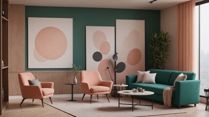 A beautiful living room interior design, An empty interior room mockup template design.