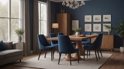 Fototapeta premium A beautiful dining room interior design, An empty interior room mockup template design.