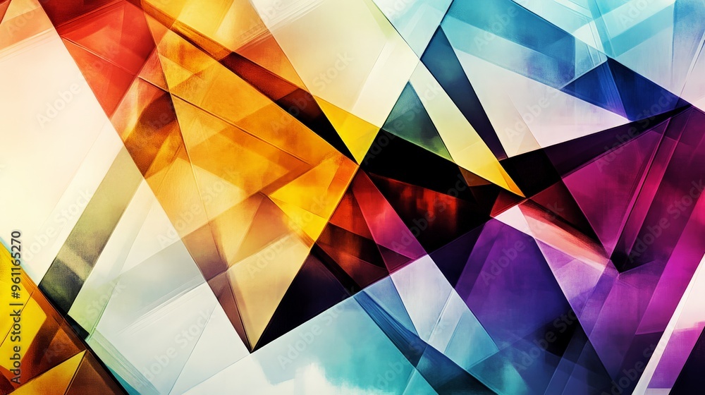 Poster vibrant geometric abstract background featuring colorful overlapping shapes in a modern design, perf