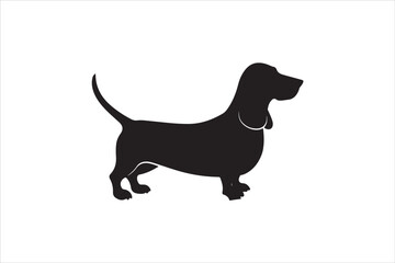 Basset hound dog silhouette vector isolated. Basset hound dog set. Basset hound vesctor illustration.