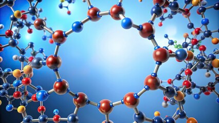 Molecule structure of pepsin stomach enzyme in scientific framing, biochemistry, molecular biology, enzyme activity, science, research, digestive system, compound, digestion, stomach