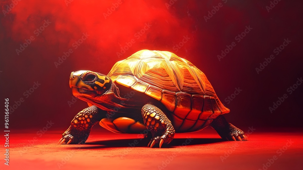 Wall mural a surreal of a moody turtle wearing an emo outfit in a studio setting