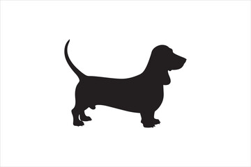 Basset hound dog silhouette vector isolated. Basset hound dog set. Basset hound vesctor illustration.