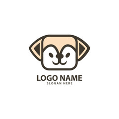 square dog face logo design vector