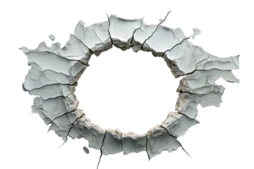 Hole in the wall. An impact hole, bullet hole on the wall. Hole with alpha, transparent background. © Noize