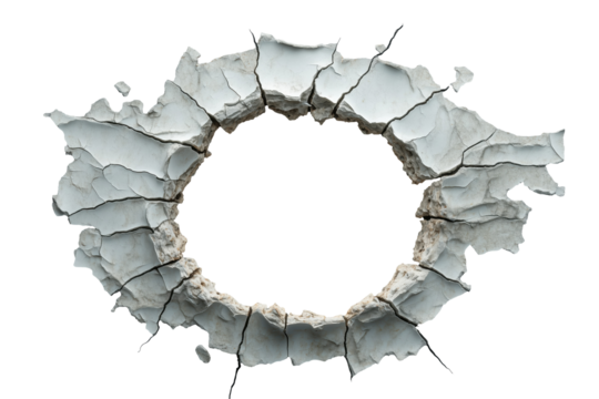 Hole in the wall. An impact hole, bullet hole on the wall.
Hole with alpha, transparent background.