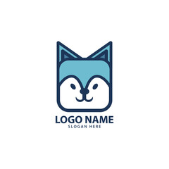 square fox face logo design vector