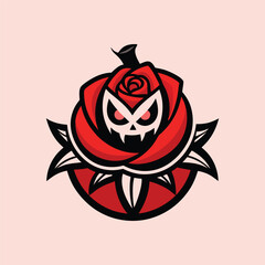 Halloween eyes with red rose silhouette illustration isolated on white background 