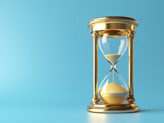 
An hourglass on blue background. Concept of time passing, urgency or deadline.
