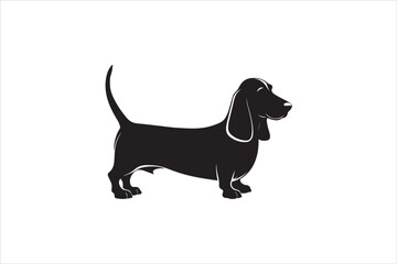Basset hound dog silhouette vector isolated. Basset hound dog set. Basset hound vesctor illustration.
