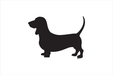 Basset hound dog silhouette vector isolated. Basset hound dog set. Basset hound vesctor illustration.
