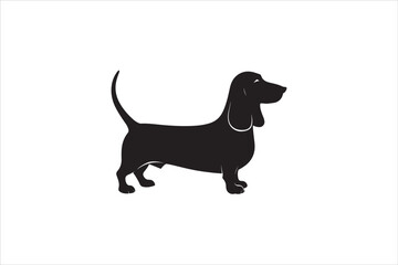 Basset hound dog silhouette vector isolated. Basset hound dog set. Basset hound vesctor illustration.