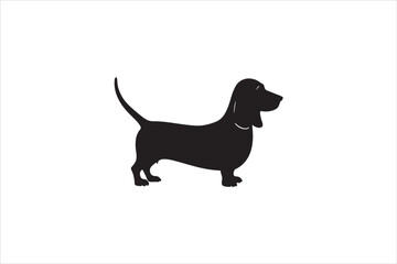 Basset hound dog silhouette vector isolated. Basset hound dog set. Basset hound vesctor illustration.