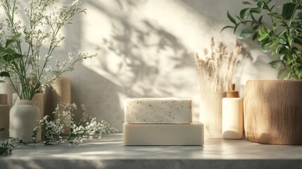 Organic soap packaging, eco-friendly design, 3D illustration