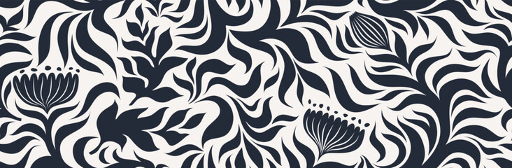 Obraz premium Minimal abstract organic floral shapes pattern. abstract leaf and flower pattern.
