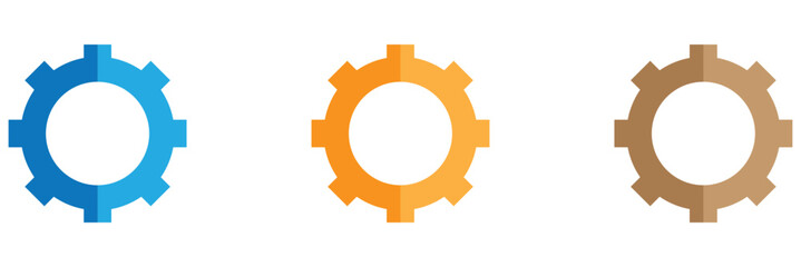 Gear set. Black gear wheel icons on white background