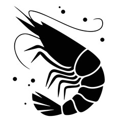 Elegant Shrimp Silhouette - Artistic Design for Seafood Illustrations