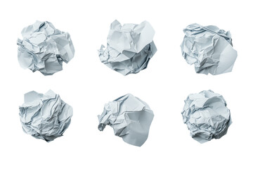 Crumpled Paper Balls, Isolated with Transparent Background