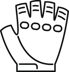 Simple vector of fingerless gloves for working out, showing thumb hole, in black and white