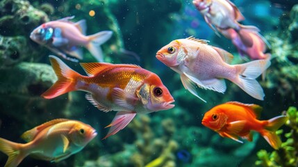 Colorful Fish Swimming in an Aquarium