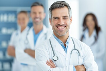 Confident Healthcare Team of Diverse Medical Professionals in Hospital