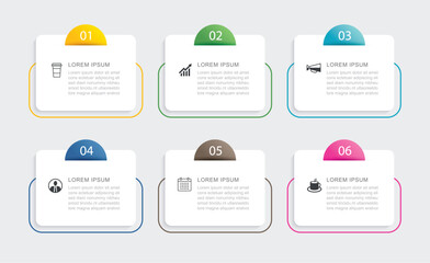 6 data infographics tab paper index template. Illustration business abstract background.