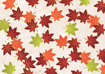 Fototapeta premium 紅葉背景、和風、かわいい、イラスト