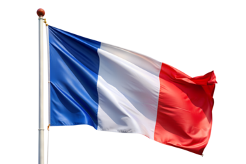 french flag is flying. isolated on transparent background