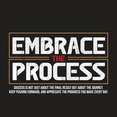 A motivational quote Embrace The Process