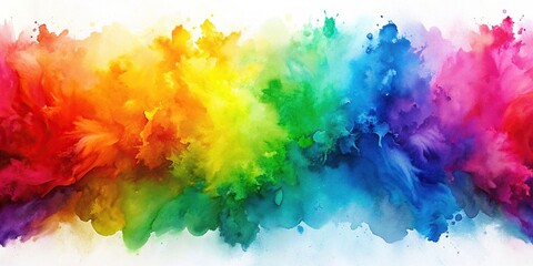 Obraz premium Abstract rainbow background with vibrant watercolor strokes creating a mesmerizing blend of colors, vibrant, colors,rainbow, strokes, blend, background