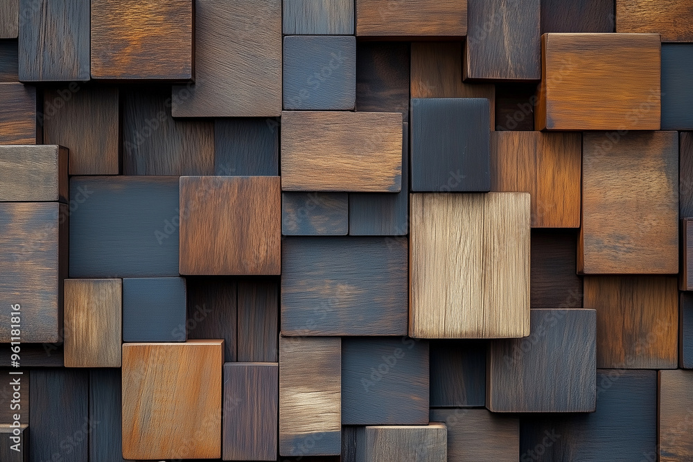 Fototapete the image is a close up of a stack of wooden blocks. the blocks are arranged in a way that creates a