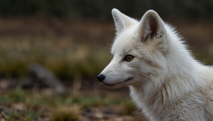 
This is a close-up of a white arctic fox.

