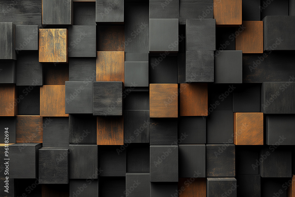 Fototapete the image is a close up of a stack of wooden blocks. the blocks are arranged in a way that creates a