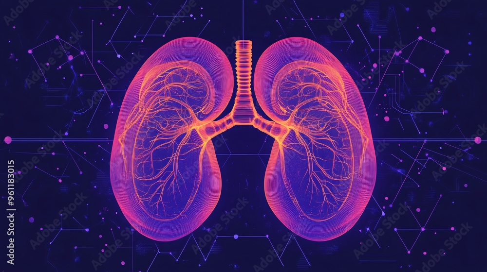 Poster Biomedical engineering prosthetic design and artificial organ systems in flat design Vector look Digital art Large space for text in center Stock Photo with copy space