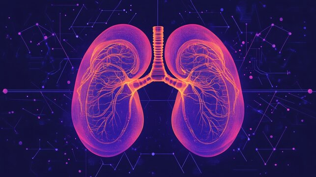 Biomedical engineering prosthetic design and artificial organ systems in flat design Vector look Digital art Large space for text in center Stock Photo with copy space