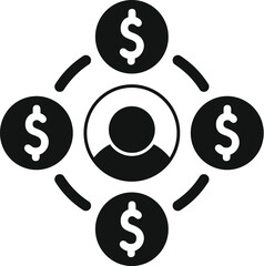 This simple vector icon represents the concept of managing money transactions