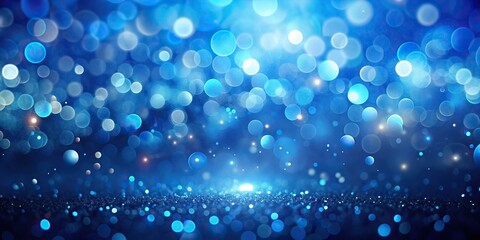 Deep blue bokeh light background from a low angle, illumination, design, backdrop, enchanting,...