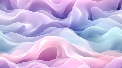 Fototapeta premium A seamless pastel wave pattern with soft flowing lines in muted tones of lavender, blush pink, and light mint, creating a fluid, calming design with smooth transitions and a soft,