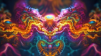 Abstract fractal art with a colorful, intricate design.