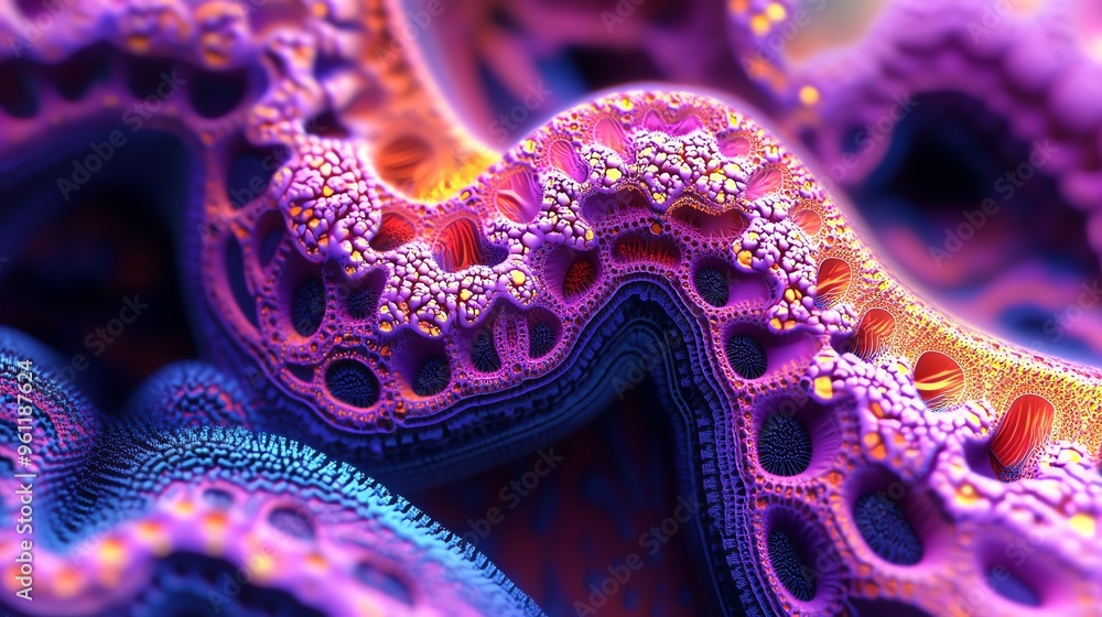 Poster abstract colorful fractal pattern with a textured, organic feel.