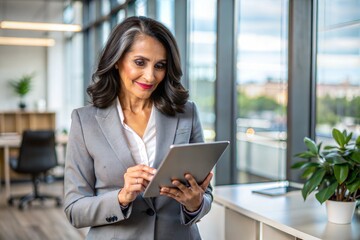Fototapeta premium Professional businesswoman using tablet in modern office