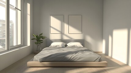 Serene and Cozy Bedroom with Minimalist Design and Natural Light