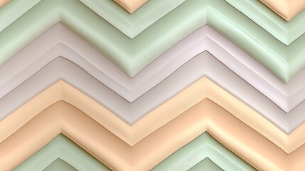 Horizontal chevron stripes in soft pastel hues of light peach, pale lavender, and mint green,