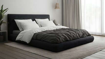 Minimalist Bedroom with Neutral Tones and Cozy Furnishings